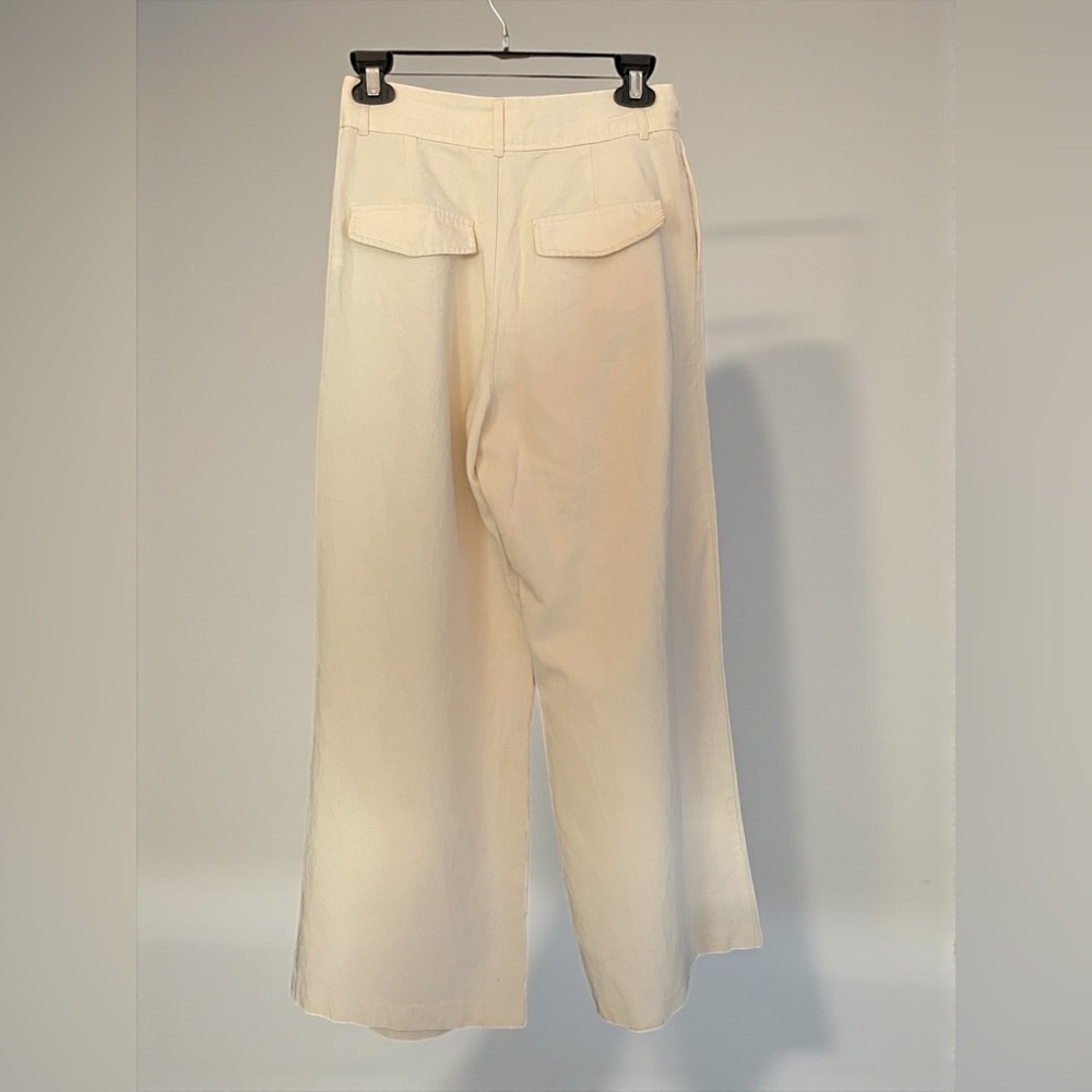 Zara Linen Blend Tailored Trousers Cream XS Straight Leg - Picture 2 of 6